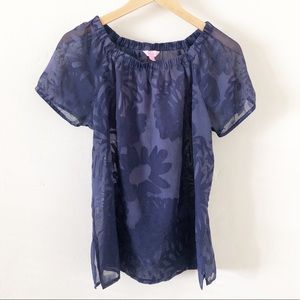 Lilly Pulitzer Navy Sheer Blouse sz s